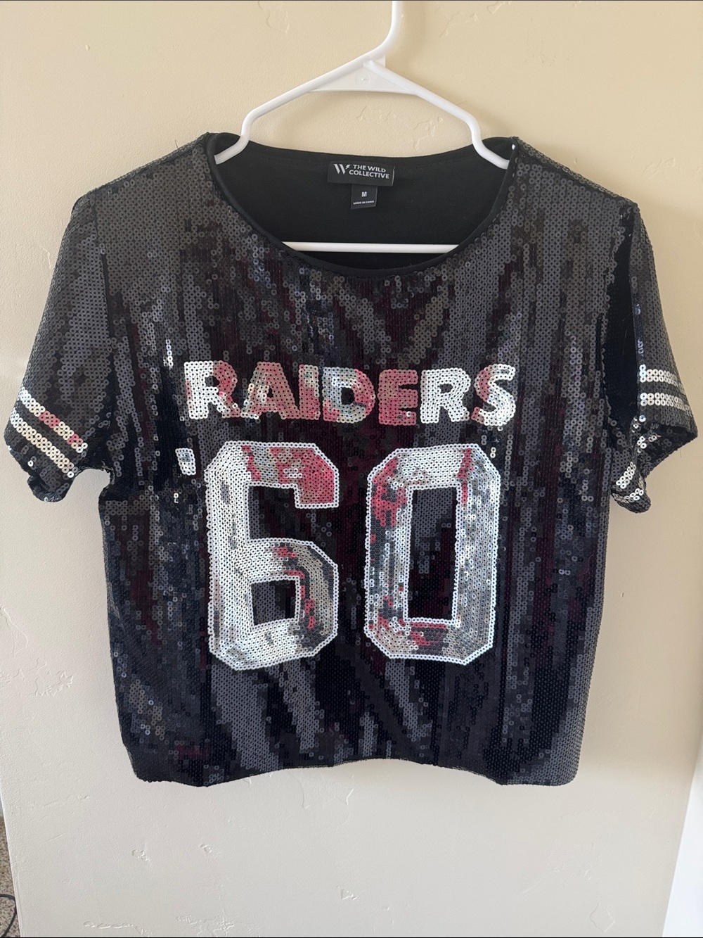 Black Sequin 'Raiders 60' Crop Top